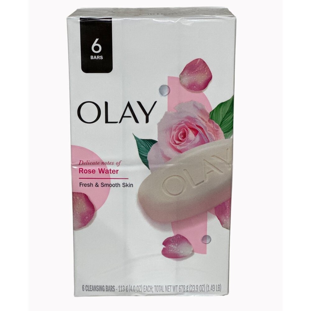 Olay Rose Water Scented Cleansing Bars 6-Pack 4oz Each For Fresh & Smooth Skin